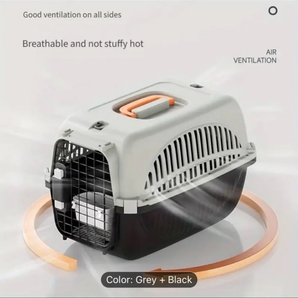 Pet Carrier with Ventilation - Grey and Black